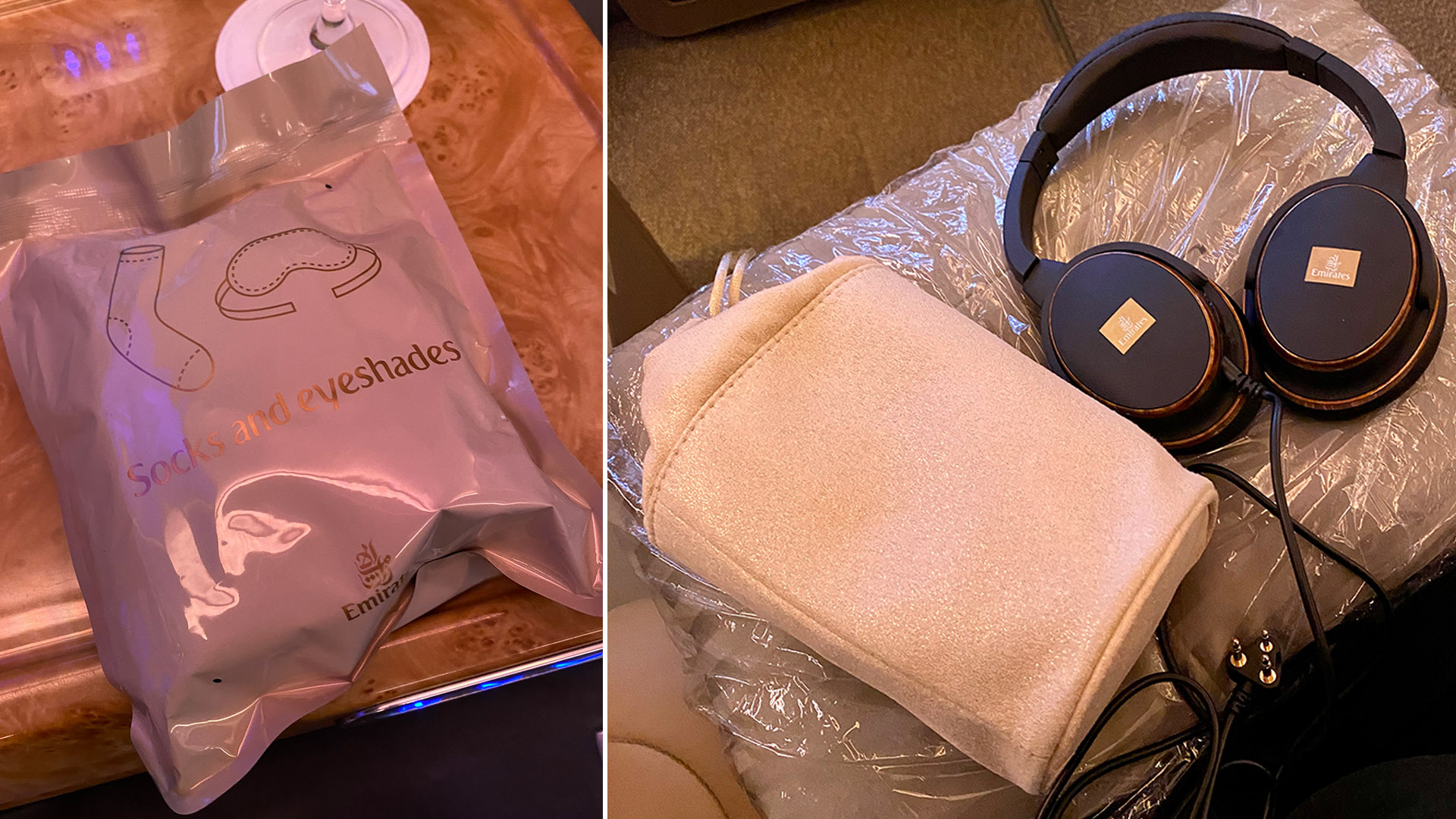 Socks, eyeshades, a Bvlgari amenity kit and noise-cancelling headset.