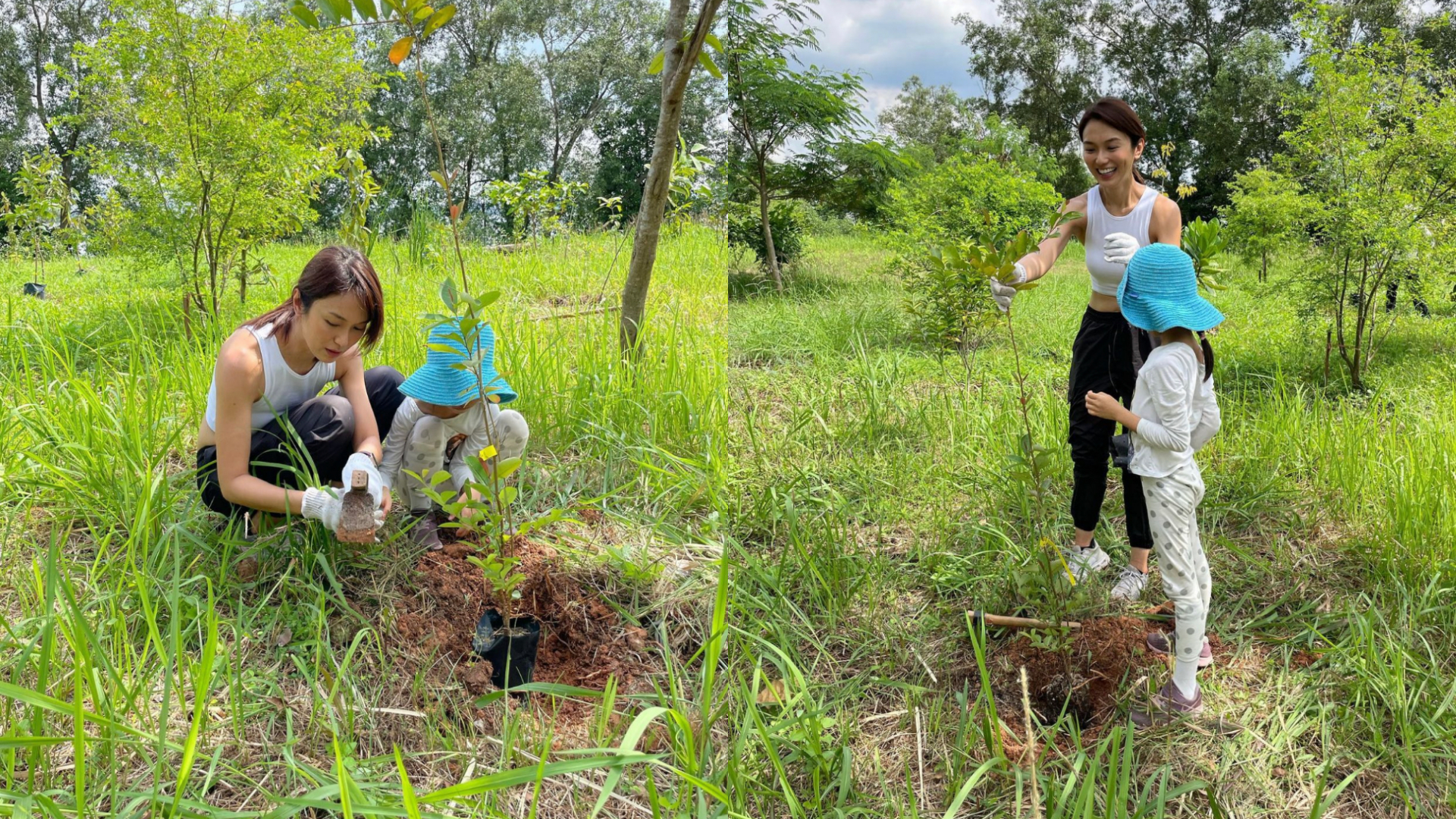 Joanne Peh and her daughter planted trees to help the environment