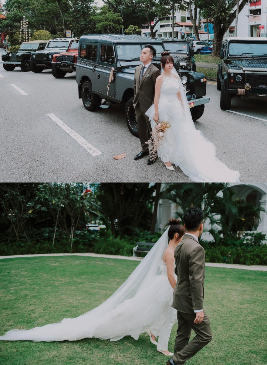 She first wore the pantsuit when a convoy of Land Rovers came to pick her up