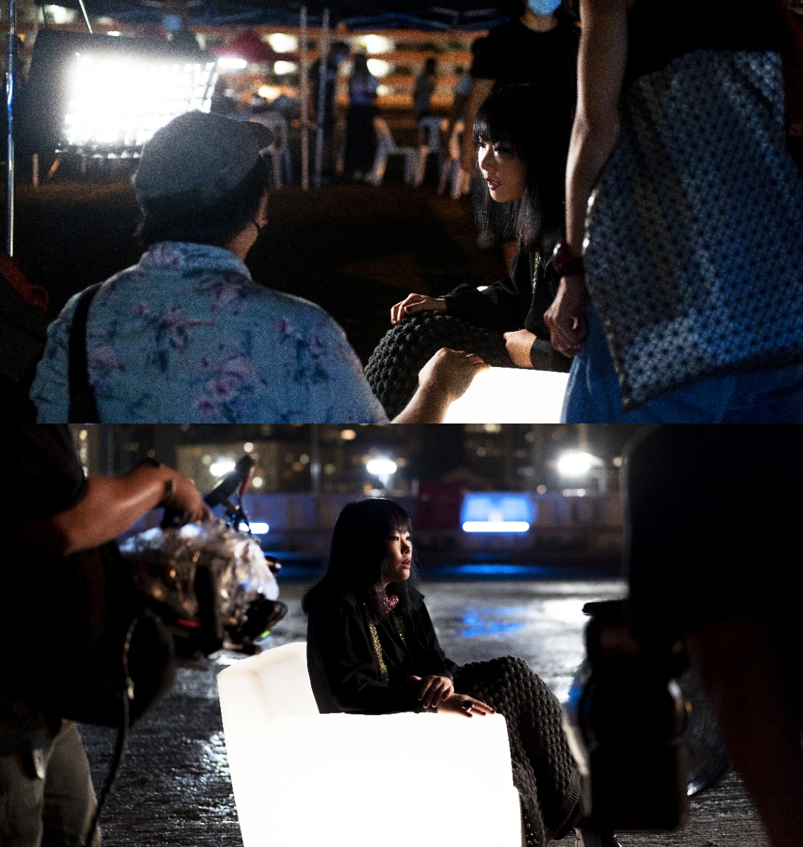 Mavis on the set of the MV