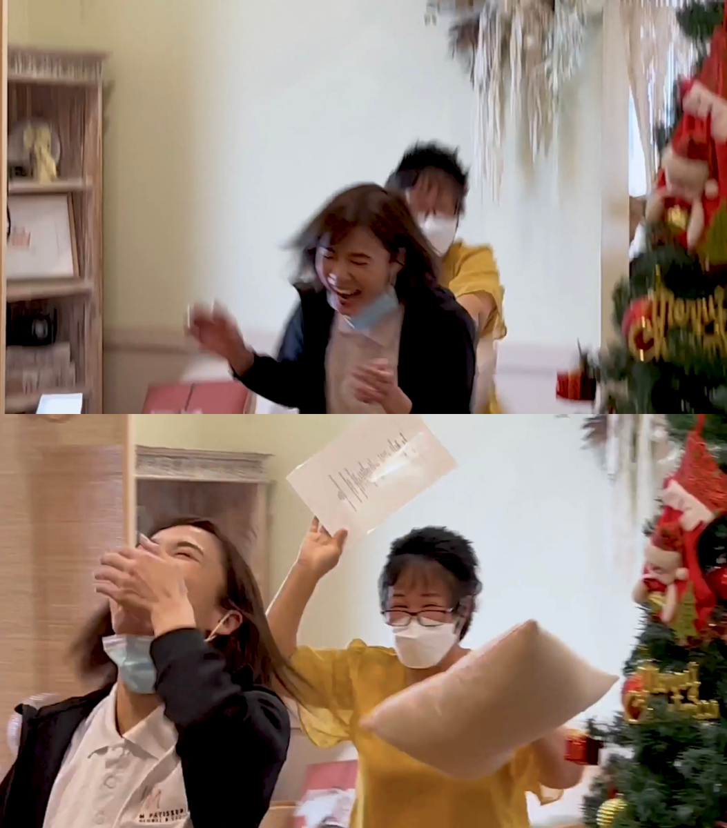 Juin got chased around the room for tricking her mum