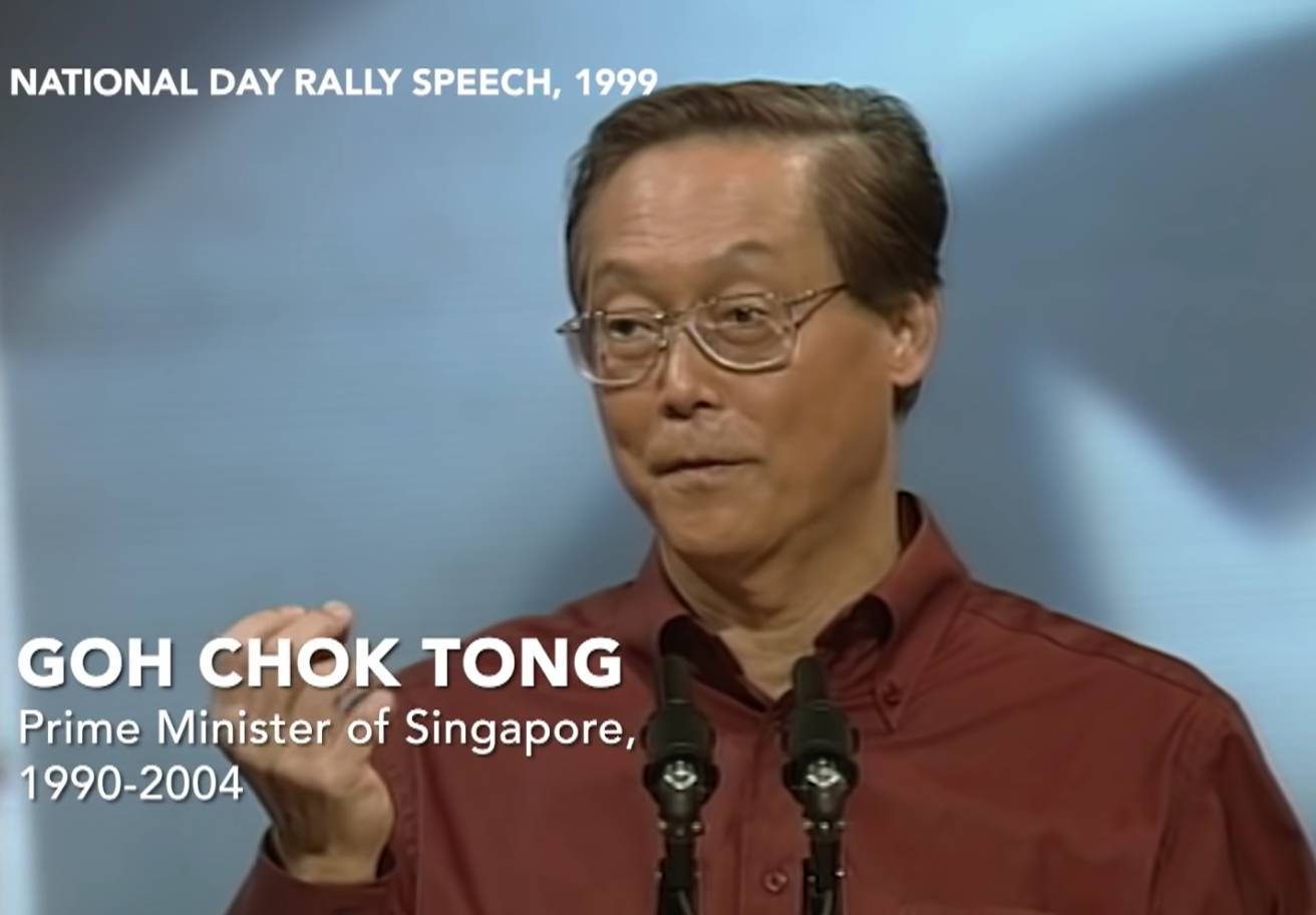 Goh Chok Tong addressing the nation during the 1999 National Day Rally