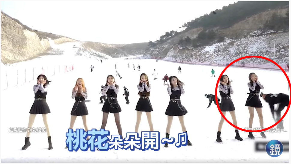 Skiers narrowly missed the girls on a few occasions