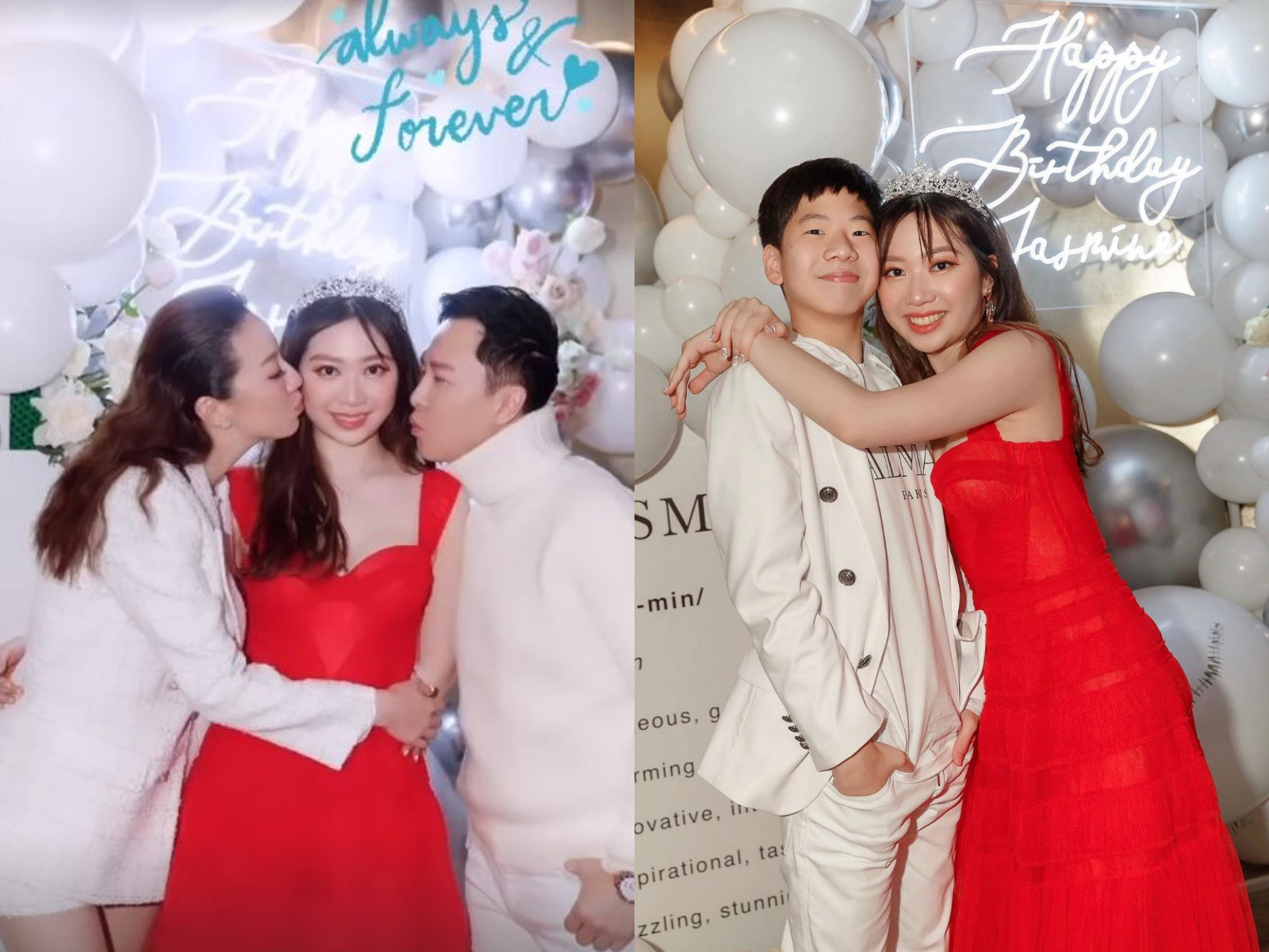 But just to compare, here&rsquo;s Jasmine with her parents and brother at the party&hellip;