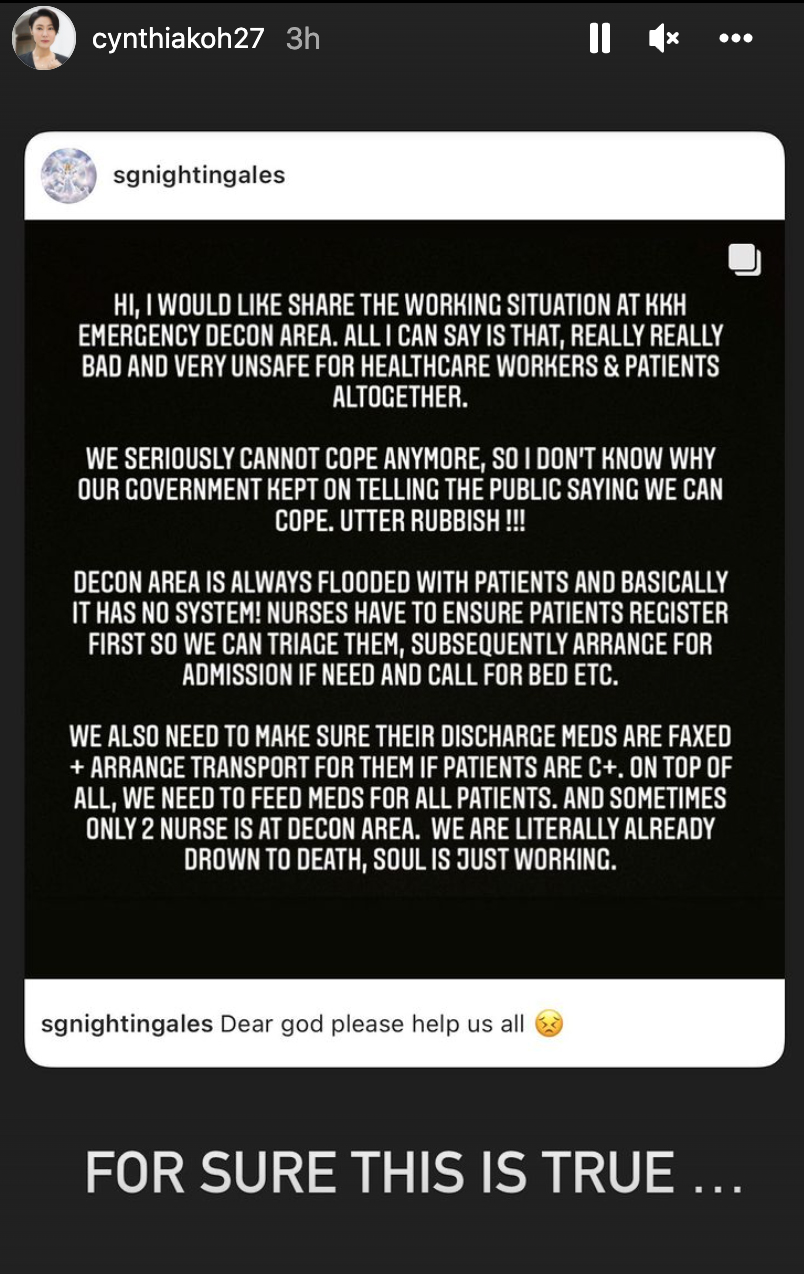 The actress also shared this post, which is believed to be submitted by a local nurse