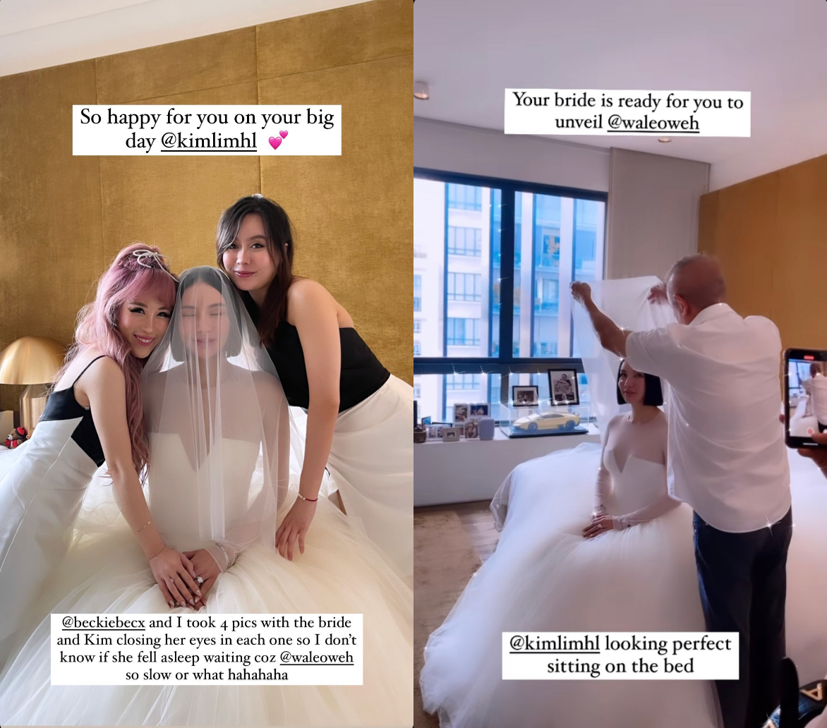 Kim with her bridesmaids and father Peter Lim