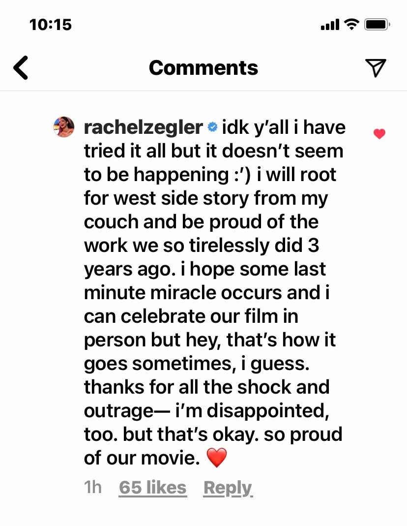 Rachel Zegler says she hasn't received her invite to the Oscars.