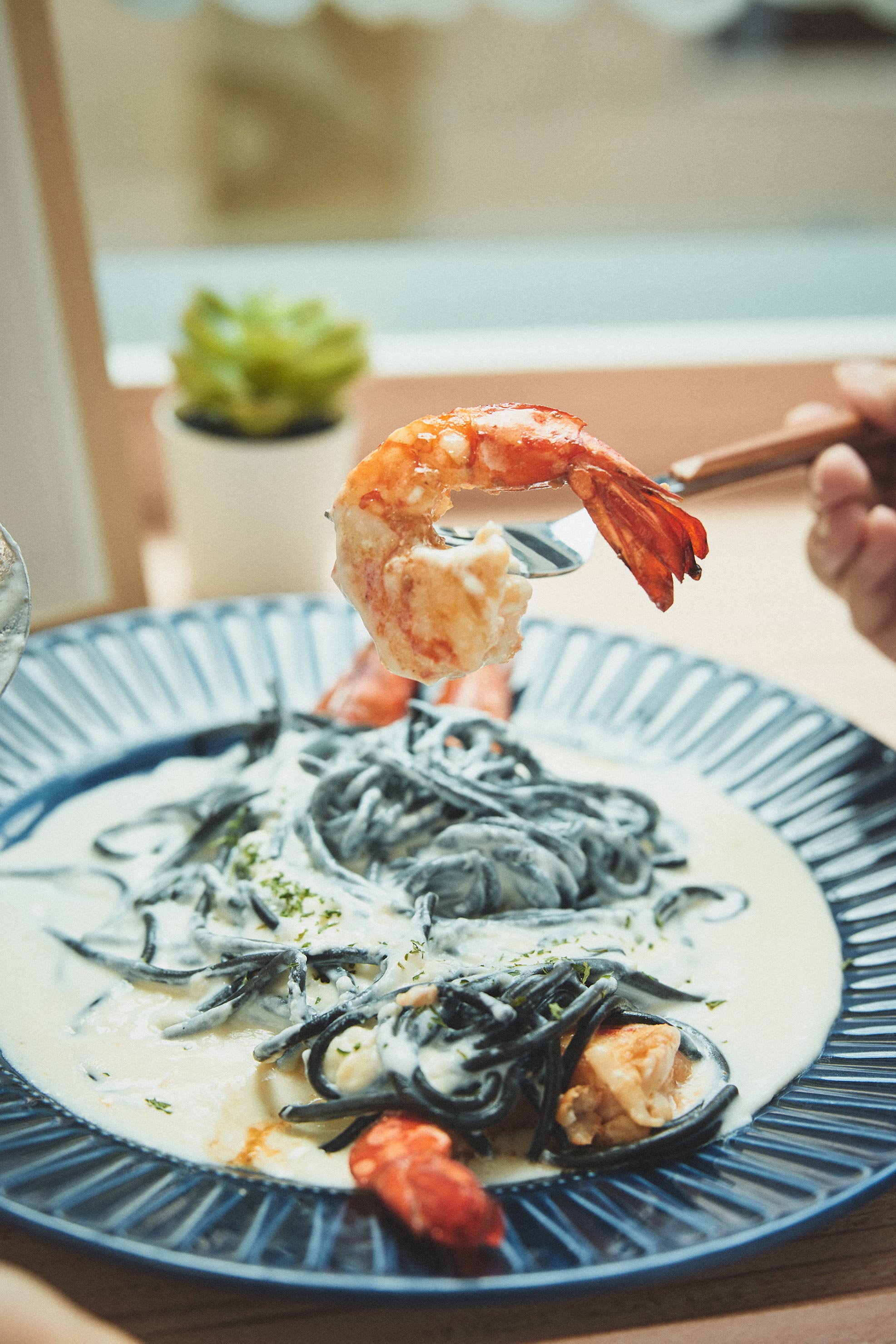 TBB Tiger Prawn Squid Ink Cream Sauce, $18