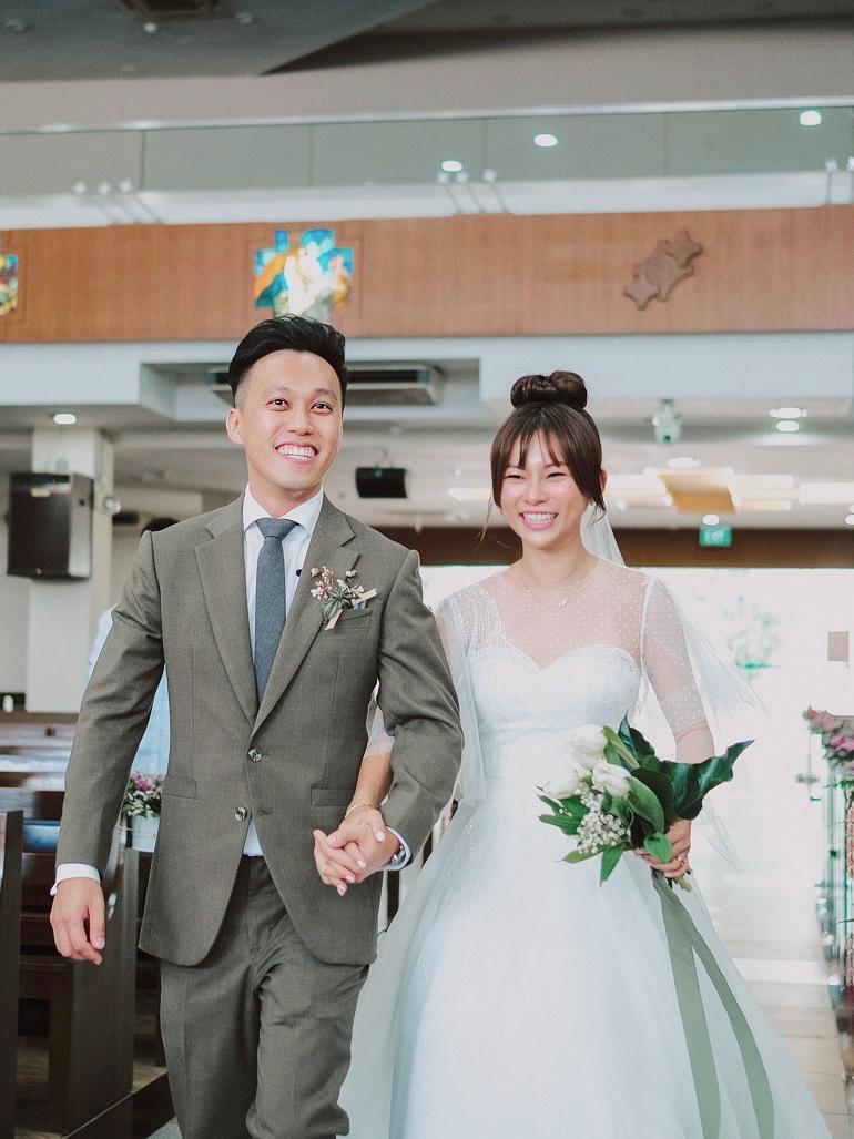 She wore a third gown for the church ceremony