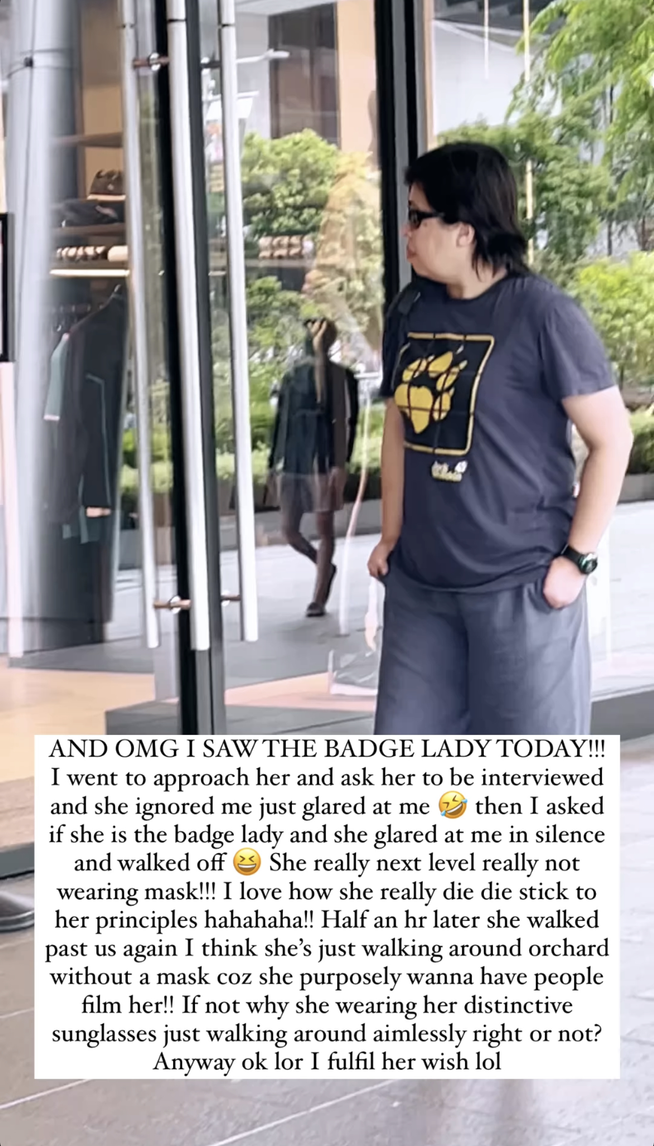 Xiaxue ran into the MBS “Badge Lady” on the streets