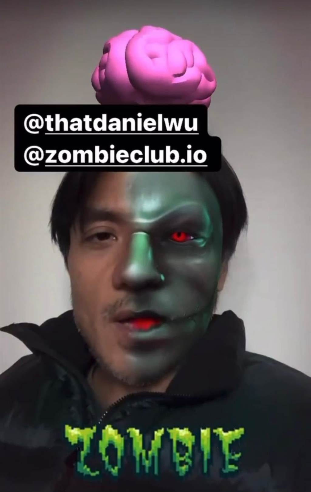 Stephen Fung playing with ZombieClub’s Instagram filter