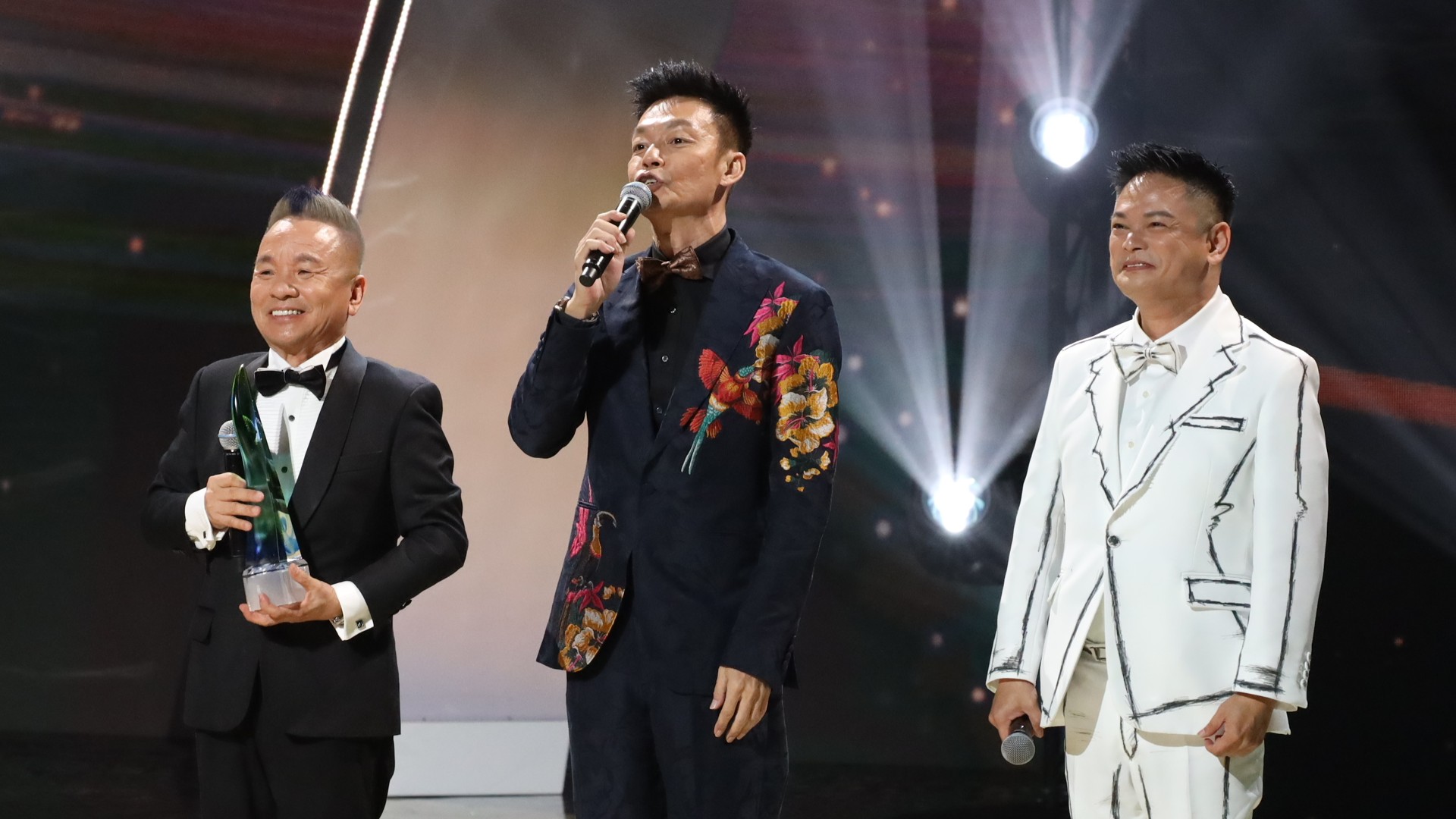 Marcus with his Love 972 morning show Co-hosts, Mark Lee and Dennis Chew