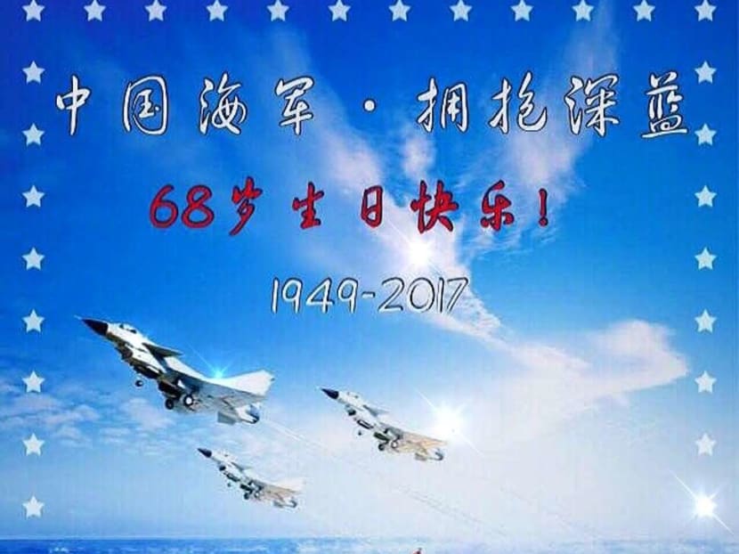 The poster marking the anniversary of China's navy has drawn criticism. Photo: South China Morning Post