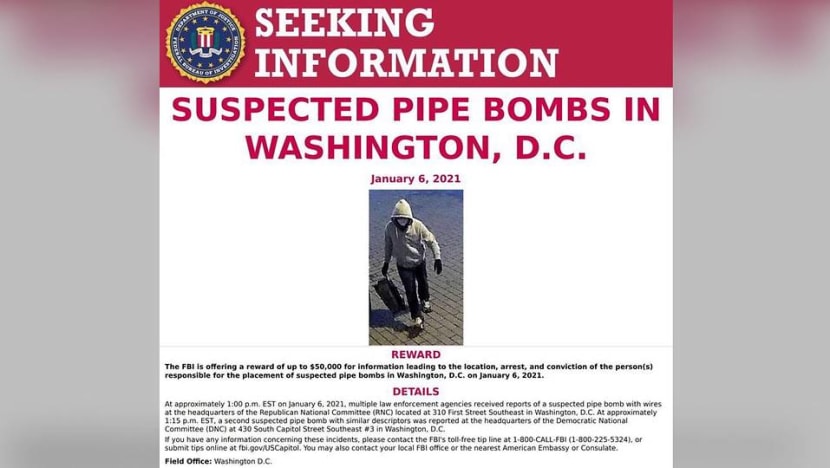 FBI offers reward for details of those behind Washington pipe bombs FBI offers reward for details of those behind Washington pipe bombs