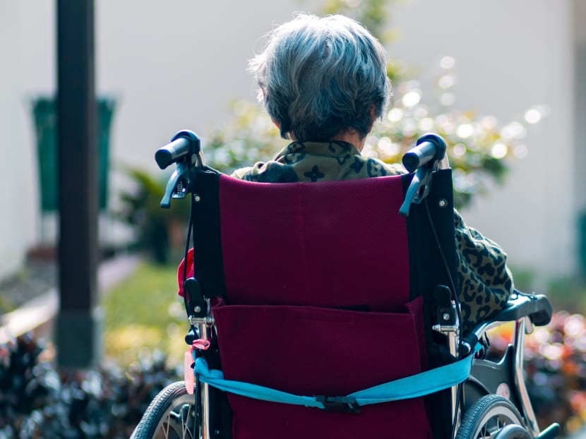 The court heard that Ling Heng Soon pushed his dementia-ridden mother so hard she fell out of wheelchair. The court heard that Ling Heng Soon pushed his dementia-ridden mother so hard she fell out of wheelchair.