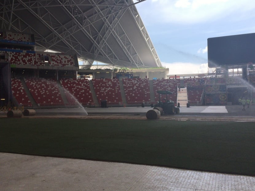 A permanent turf solution for the National Stadium, an Eclipse Stabilised Turf, has been unveiled on May 19, 2015. Photo: Ili Nadhirah Mansor