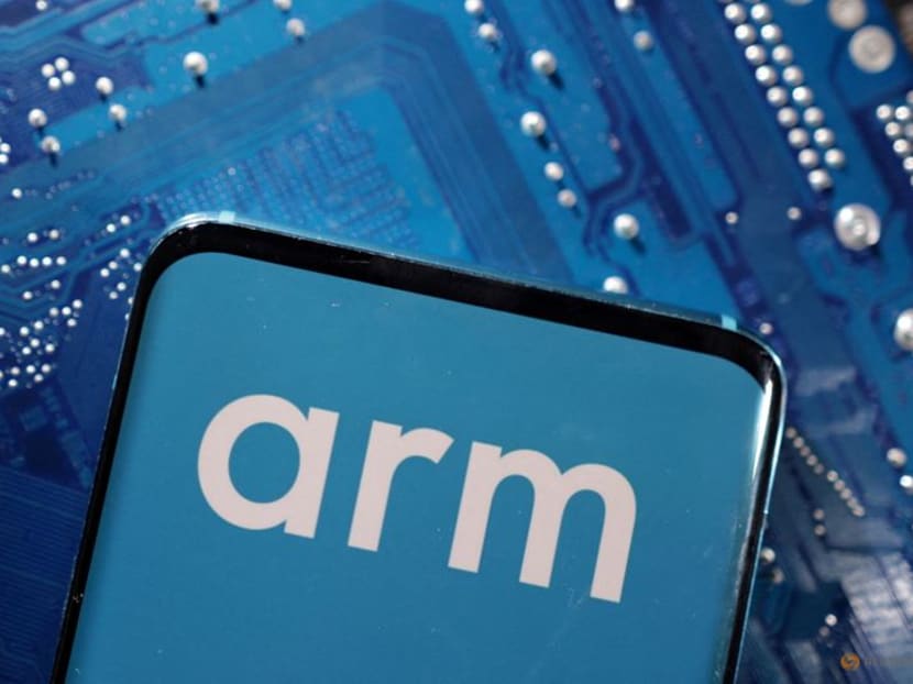 FILE PHOTO: A smartphone with a displayed Arm Ltd logo is placed on a computer motherboard in this illustration taken March 6, 2023. REUTERS/Dado Ruvic/Illustration/File Photo