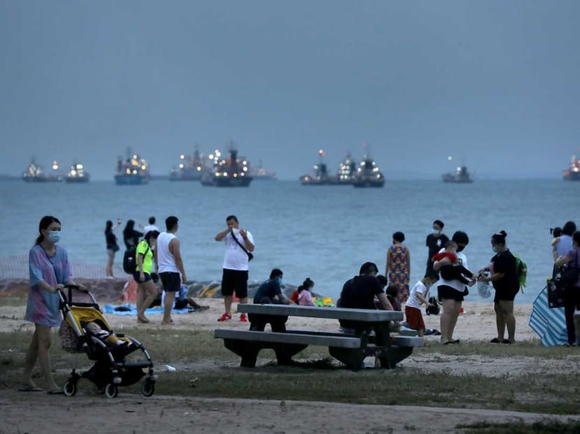 The scene at East Coast Park beach late on the afternoon of July 26, 2020.