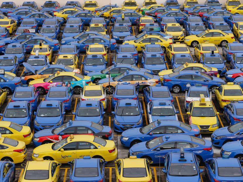 Comfort Delgro taxis parked at the the CityCab building located at Sin Ming Avenue. TODAY file photo