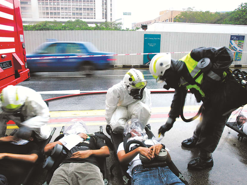 SCDF officers at work at Multi-Agency Civil Emergency Exercise NorthStar V. TODAY file photo