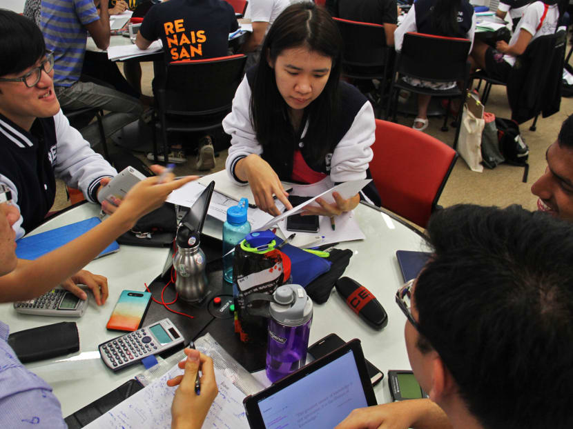 NTU students using one of the 56 new-generation smart classrooms in the NTU Learning Hub. TODAY file photo