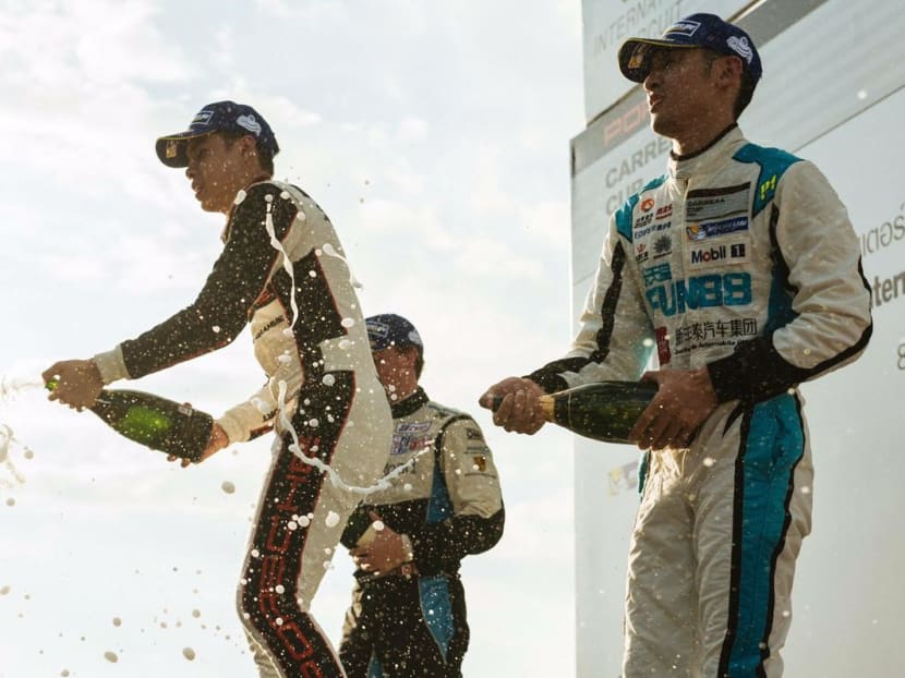 Singaporean race driver Andrew Tang, 21, notched his second Porche Carrera Cup Asia victory of the year on Saturday, July 9, at the Chang International Circuit in Thailand. Photo: PCCA