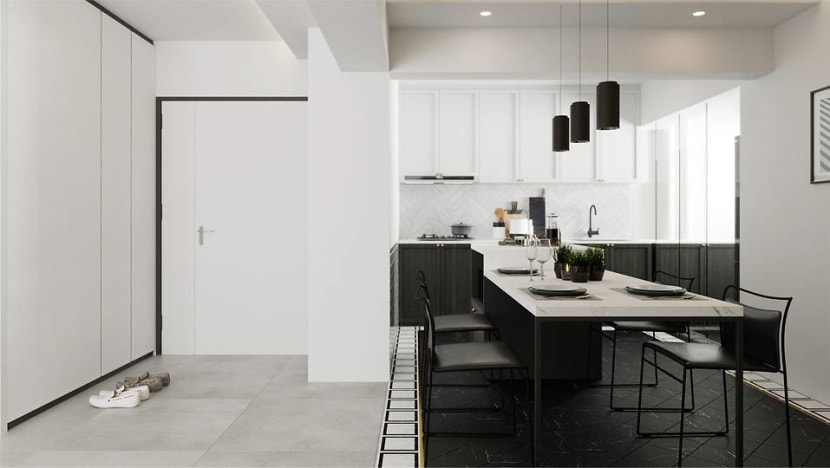 A 1,000 sq ft BTO flat that’s black, white and grey – and inspired by hotel rooms A 1,000 sq ft BTO flat that’s black, white and grey – and inspired by hotel rooms