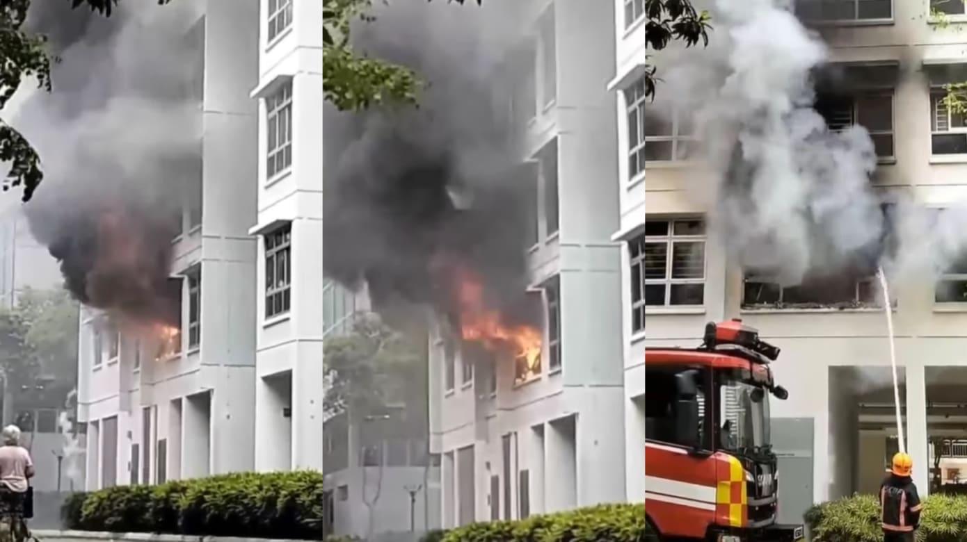 后港组屋发生火患 约50人被疏散