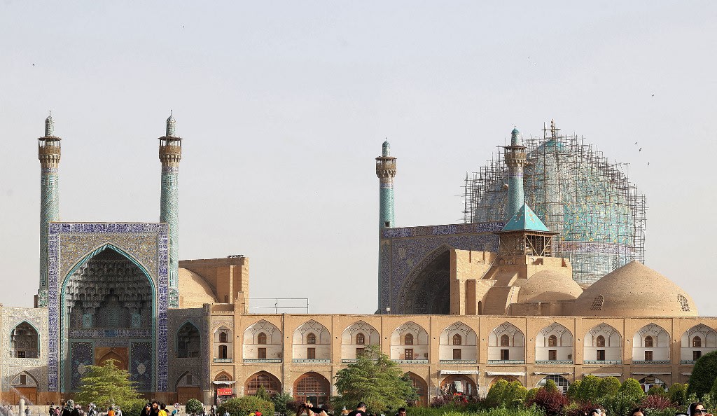 This picture taken on May 17, 2022 shows a view of the Safavid-built Abbasi Great Mosque (Shah Mosque, completed in 1629) in Iran's central city of Isfahan. This picture taken on May 17, 2022 shows a view of the Safavid-built Abbasi Great Mosque (Shah Mosque, completed in 1629) in Iran's central city of Isfahan. 