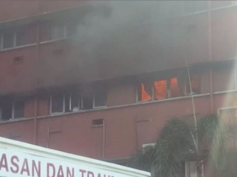 A screenshot of a fire which broke out at the Sultanah Aminah Hospital in Johor Baru earlier this morning. Photo: The Malay Mail Online