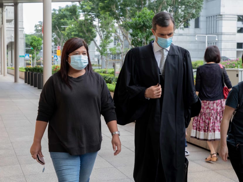 Ms Parti Liyani (left) and her lawyer Anil Balchandani (right) in a file photo taken in October 2020.
