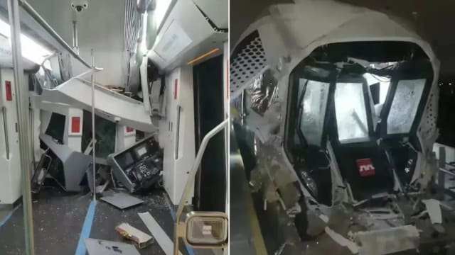 中国西安地铁试车疑发生事故 列车受损