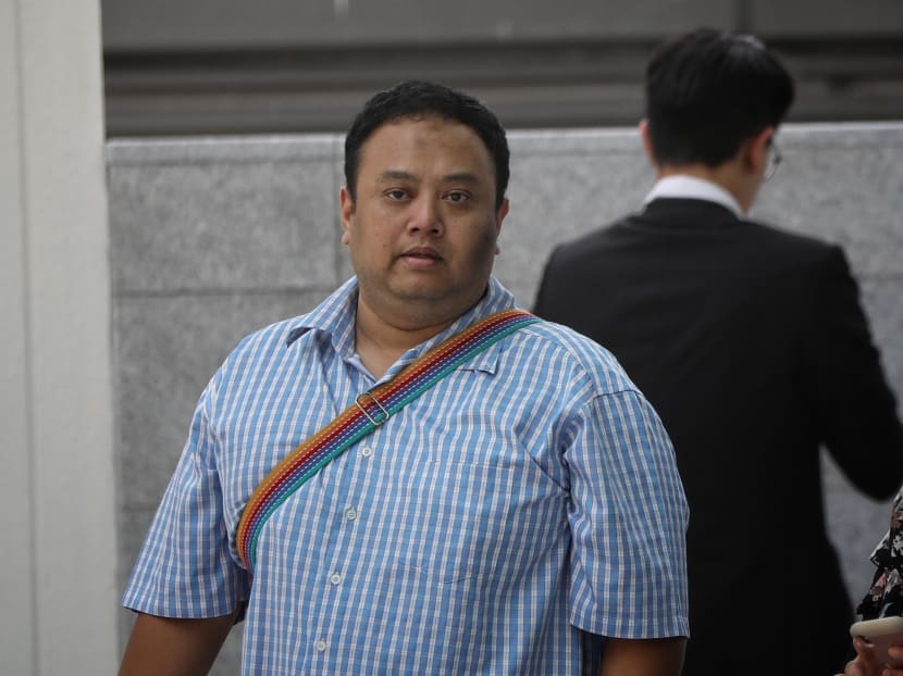 The court heard that Yusni Yunos, pictured outside the State Courts on Thursday (Jan 23) was displeased with the performance of one of his domestic helpers, and intended to send her home.