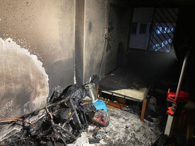The fire took place in a fifth-floor unit at Block 978, Jurong West Street 93. The fire took place in a fifth-floor unit at Block 978, Jurong West Street 93.