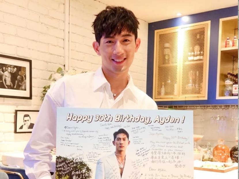 Actor Ayden Sng's fan club spent S$700 on a billboard at Wilkie Edge to wish him happy 30th birthday