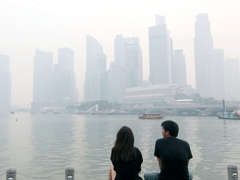 The haze shrouded Singapore on Jun 17, 2013. TODAY file photo