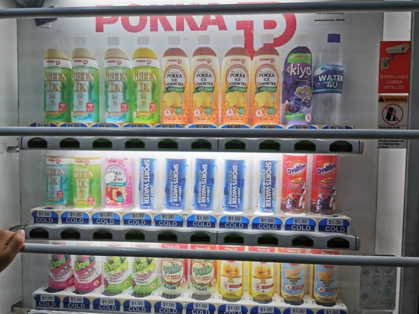 The writer came across this vending machine where sugary drinks are cheaper than a bottle of water.