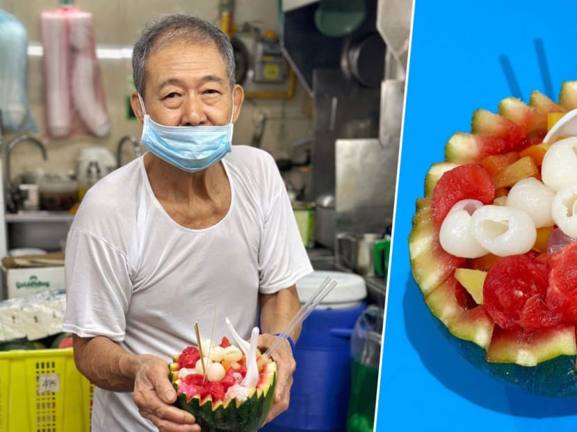 Bedok Hawker Serves $5 Giant Watermelon Dessert Bowl, Price Unchanged Since The ’00s