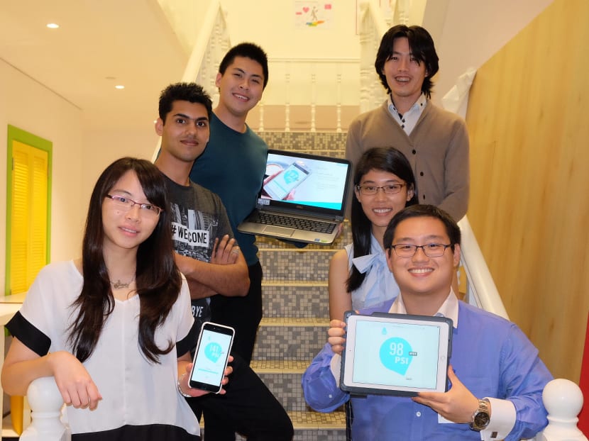 The winning team, Hazero, came up with an app idea, called Haze0, to give people practical health advice on what to do based on PSI levels at their precise location. Photo: Nanyang 
Technological University