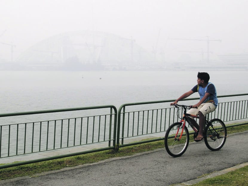 The haze situation as of June 21, 2013 as seen near the Sports Hub in Kallang. Photo: Ernest Chua
