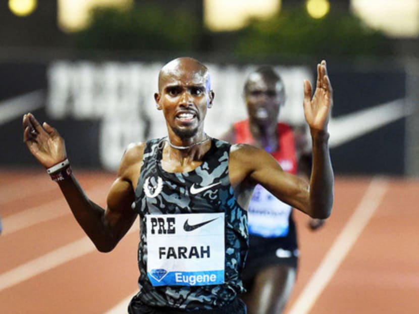 Farah winning the men’s 10,000m during the Diamond League in Oregon last month. While his coach, Alberto Salazar, is under investigation, there is no suggestion the runner had ever taken drugs. Photo: epa