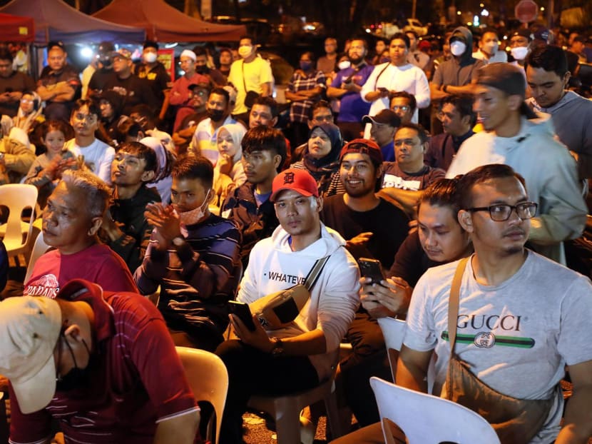 Youths seen at a Barisan Nasional rally in Sungai Buloh, Selangor, on Nov 8, 2022.