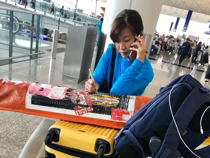 Singapore pole vaulter Rachel Yang's photo of herself stuck at Hong Kong International Airport which she posted on her Facebook page on Monday. Photo: Rachel Yang's Facebook page.