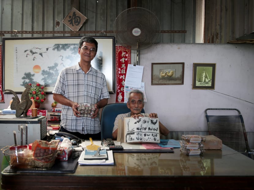 Mr William Ho and his late father, Mr Ho Seng Choon of Lian Wah Hang Quail & Poultry Farm. Mr William Ho and his late father, Mr Ho Seng Choon of Lian Wah Hang Quail & Poultry Farm.
