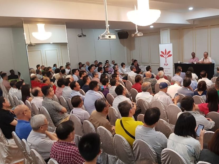 Dr Tan Cheng Bock hosting Progress Singapore Party's inaugural "Meet the People" session at a ballroom in the Bugis area on May 9, 2019.