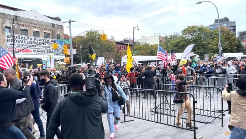 Protesters show support for Irving's COVID-19 vaccine stance ahead of Nets game Protesters show support for Irving's COVID-19 vaccine stance ahead of Nets game