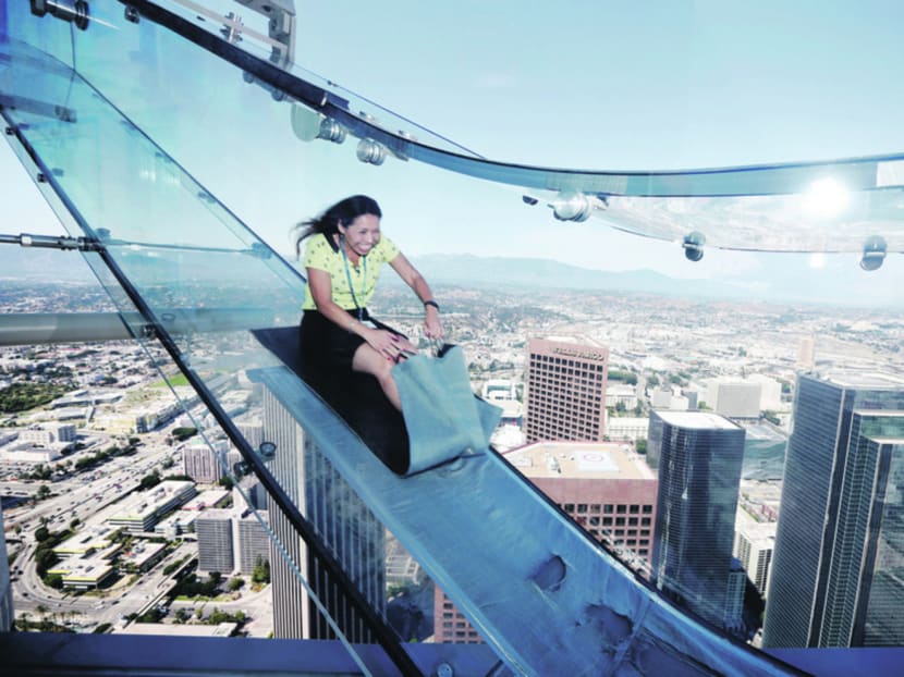 The Skyslide on the 69th and 70th floors of the 
US Bank Tower is attached to the OUE Skyspace LA observation deck. Photo: REUTERS
