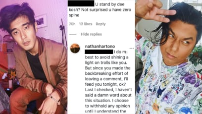 Nathan Hartono Lashes Out At Netizen Who Accused Him Of Supporting Dee Kosh
