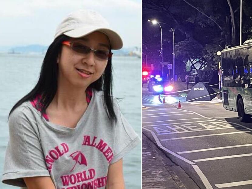 Wong Siew Yuen (left), 49, died after an accident involving a bus that happened at Nanyang Technological University (right) on May 3, 2021.