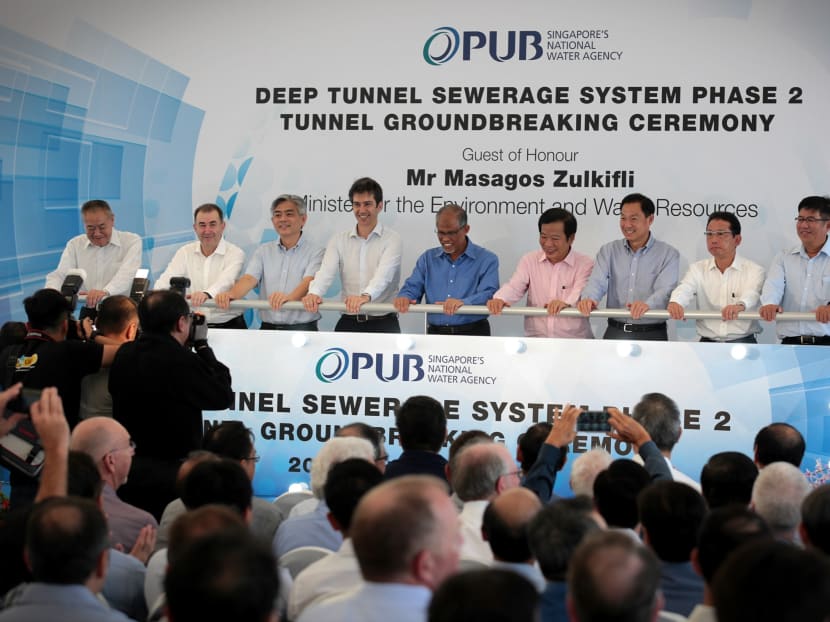 Minister Masagos Zulkifli attends the Tunnel Groundbreaking Ceremony of PUB's Deep Tunnel Sewerage System Phase 2, on Nov 20, 2017. Photo: Jason Quah/TODAY